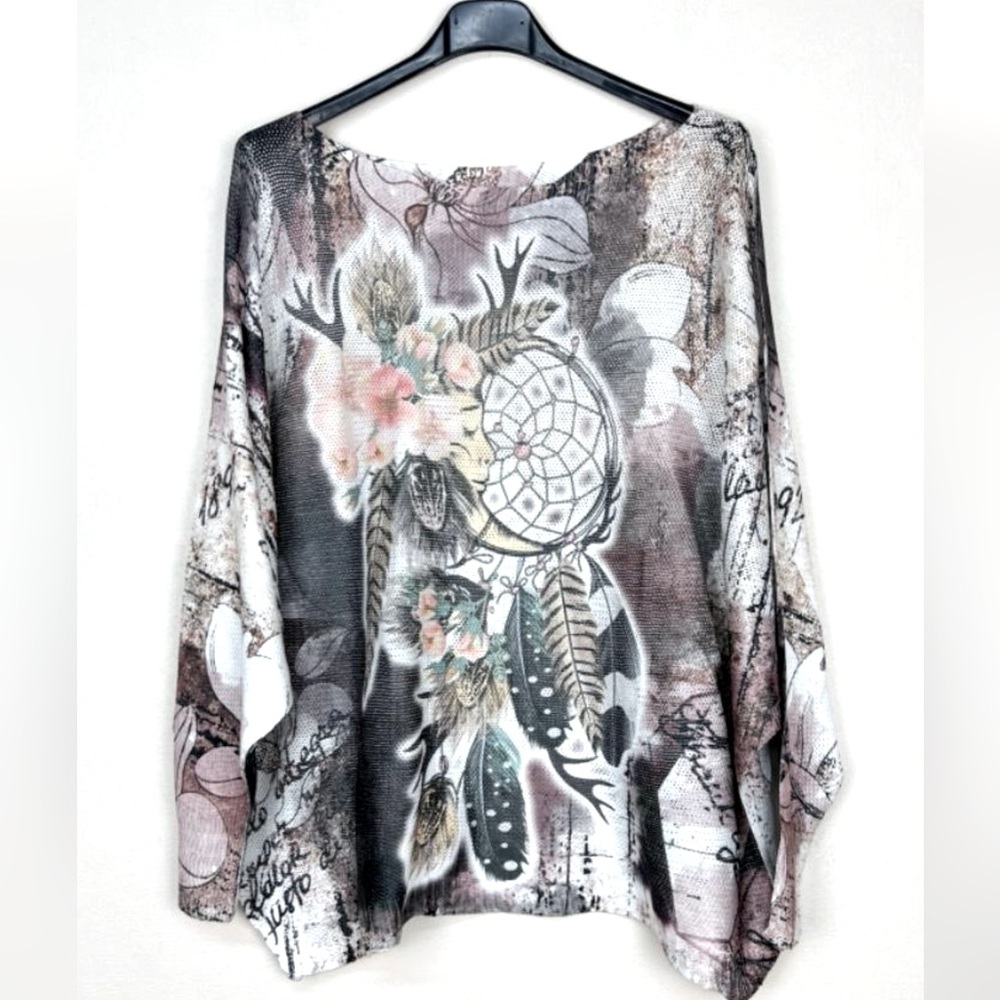 MADE IN ITALY OVERSIZED GRAPHIC KNIT TUNIC